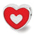 Red Enamel LOVE & Heart Charm Bead in Sterling Silver