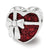 Red Enameled Heart Charm Bead in Sterling Silver