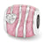 Pink Enameled w/ Swarovski Elements Hearts Charm Bead in Sterling Silver
