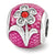 Sterling Silver Pink Enameled w/ Swarovski Elements Flower Bea Charm hide-image