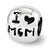 I Heart Mom Charm Bead in Sterling Silver