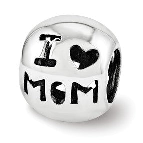 Sterling Silver I Heart Mom Bead Charm hide-image