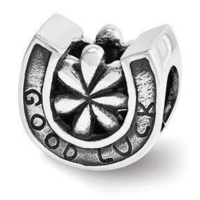 Sterling Silver Horseshoe Good Luck Bead Charm hide-image