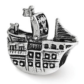 Sterling Silver Pirate Ship Bead Charm hide-image