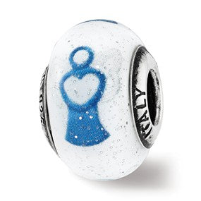 Sterling Silver Blue Angel Murrano Glass Bead Charm hide-image