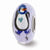 Blue Hand Painted Penguins Glass Charm Bead in Sterling Silver