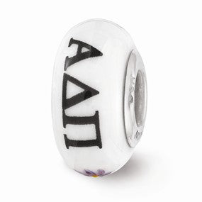 Sterling Silver Hand Painted Alpha Delta Pi Glass Bead Charm hide-image
