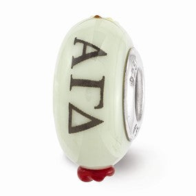 Sterling Silver Hand Painted Alpha Gamma Delta Glass Bead Charm hide-image