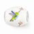 White Hand Painted Hummingbird Glass Charm Bead in Sterling Silver