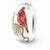 White Hand Painted Cardinal Glass Charm Bead in Sterling Silver