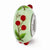 Green Hand Painted Cherries Glass Charm Bead in Sterling Silver