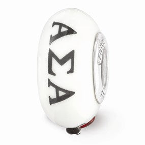 Sterling Silver Hand Painted Alpha Sigma Alpha Glass Bead Charm hide-image
