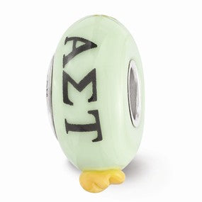 Sterling Silver Hand Painted Alpha Sigma Tau Glass Bead Charm hide-image