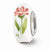 White Hand Painted Phi Mu Glass Charm Bead in Sterling Silver