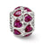 Polished Red Heart CZ Charm Bead in Sterling Silver