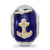 Foil Anchor Blue Italian Glass Charm Bead in Sterling Silver