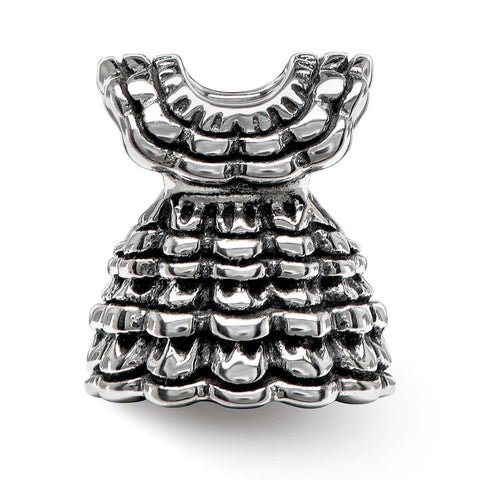 Ruffled Dress Charm Bead in Sterling Silver