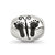 Antiqued Baby Feet Butterfly Charm Bead in Sterling Silver