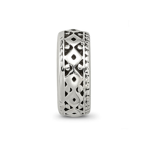Antiqued Bali Gripper Charm Bead in Sterling Silver