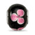 Pink Floral Black Glass Charm Bead in Sterling Silver
