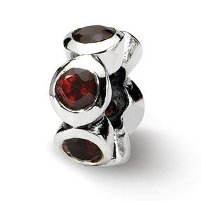 Sterling Silver Red CZ Bead Charm hide-image