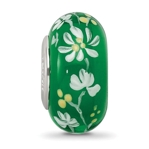Hand Painted An Irish Girl Fenton Glass Charm Bead in Sterling Silver
