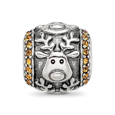Crystals From Swarovksi Reindeer Charm Bead in Sterling Silver