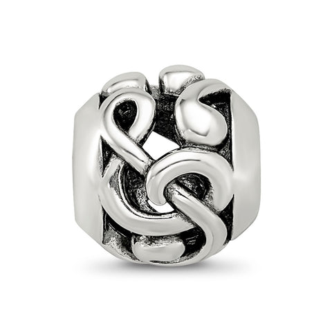 Musical Notes Charm Bead in Sterling Silver