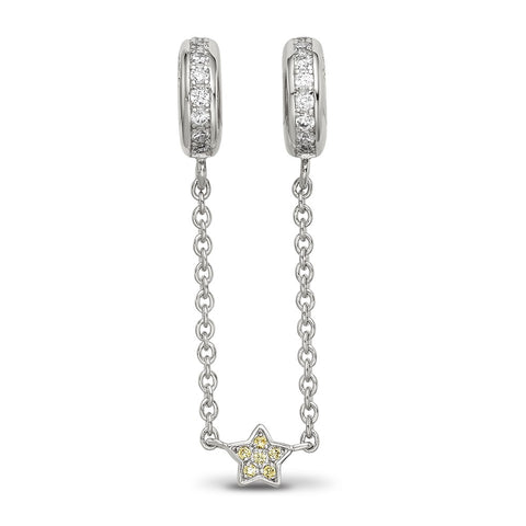 3In Security Chain CZ Accent Charm Beads, in Sterling Silver