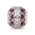 Pink Enamel Hearts & Czs Cut Out Circle Charm Bead in Sterling Silver