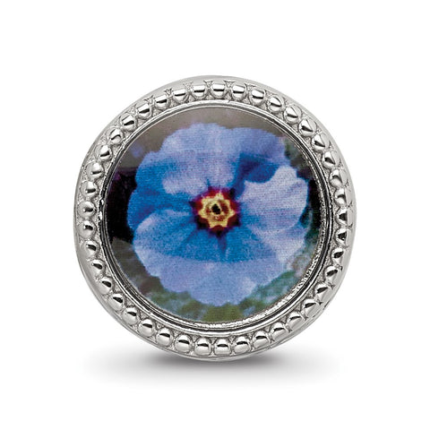 February Flower Charm Bead in Sterling Silver