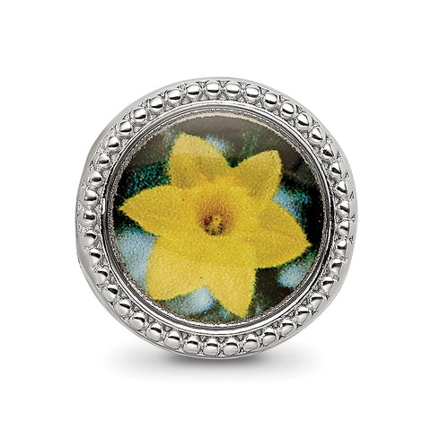 March Flower Charm Bead in Sterling Silver