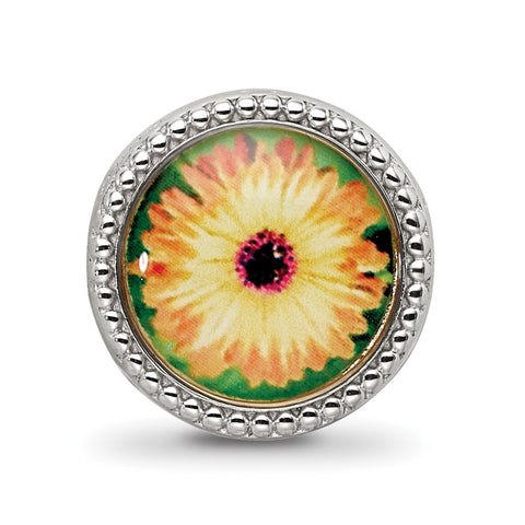 October Flower Charm Bead in Sterling Silver