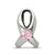 Silver Ribbon With Pink CZ Charm Bead in Sterling Silver