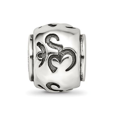 Antiqued Om Charm Bead in Sterling Silver