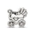 Antiqued Baby Carriage Moveable Wheels Charm Bead in Sterling Silver