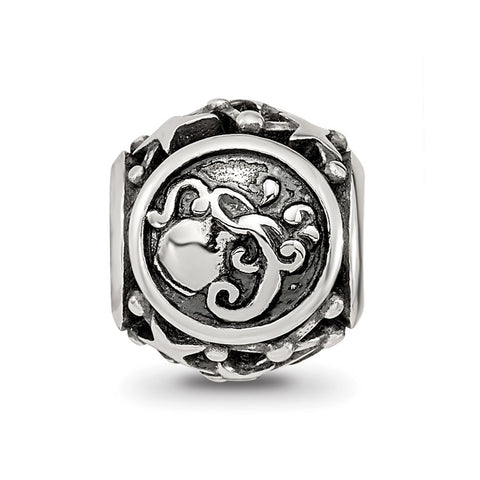 Zodiac Aquarius Charm Bead in Sterling Silver