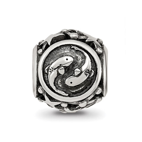 Zodiac Pisces Charm Bead in Sterling Silver