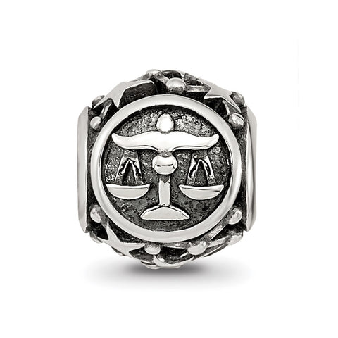 Zodiac Libra Charm Bead in Sterling Silver