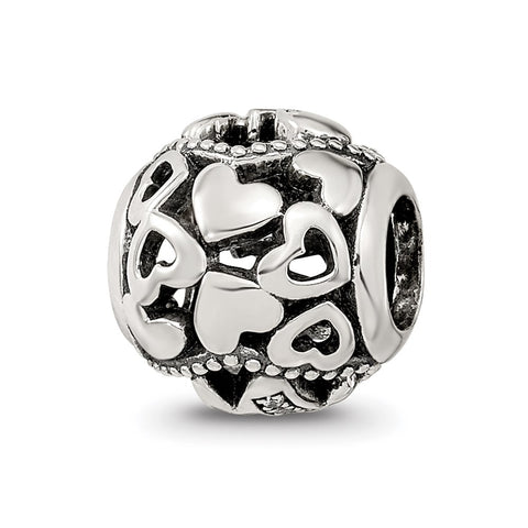 CZ Letter W Charm Bead in Sterling Silver