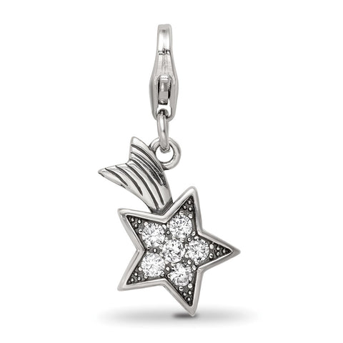 CZ Shooting Star Charm in Sterling Silver