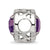 Purple Glass & CZ Heart Charm Bead in Sterling Silver