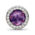 Purple Glass & CZ Heart Charm Bead in Sterling Silver