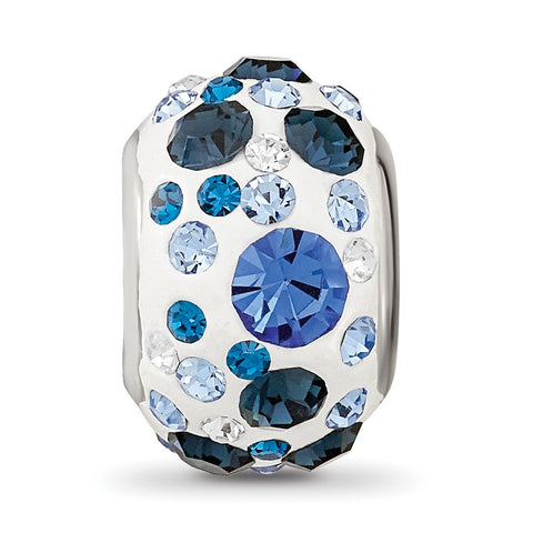 Blue Preciosa Crystal Charm Bead in Sterling Silver