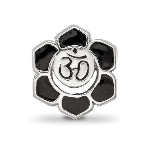 Enamel Om Symbol Flower Charm Bead in Sterling Silver