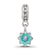 Crystals From Swarovski Teal Enamel Dangle Flower Charm Bead in Sterling Silver