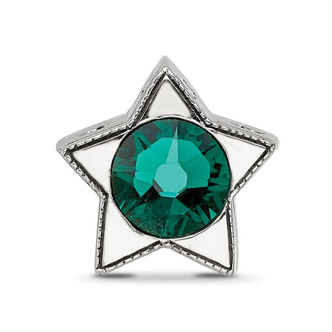Crystal From Swarovski May Birthstone Star Charm Bead in Sterling Silver