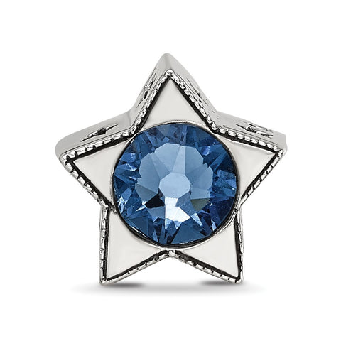 Crystal From Swarovski Dec. Birthstone Star Bea in Sterling Silver