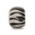 Black Enamel Striped CZ Charm Bead in Sterling Silver