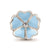 Blue Enamel CZ Flower Charm Bead in Sterling Silver